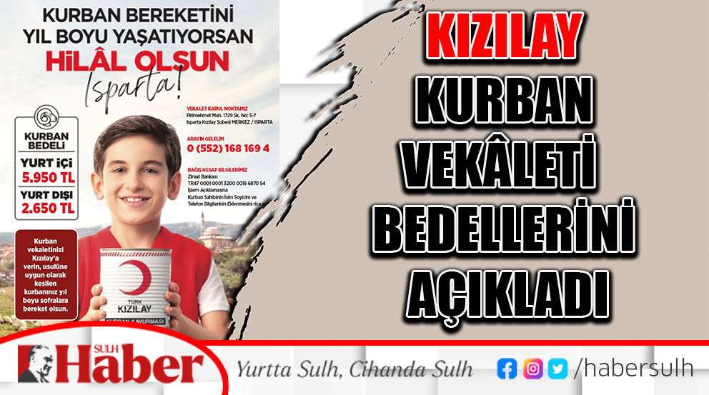 Kızılay Kurban Vekâleti Bedellerini Açıkladı